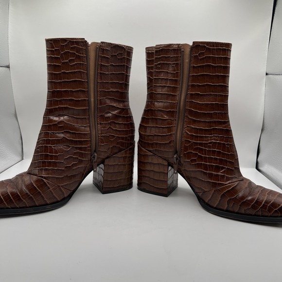 Vionic Women's Vienna Harper Croc Zipper Ankle Heeled Boot- Brown Sz 8 - Picture 7 of 12